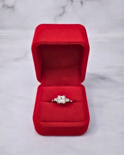 Anillo Oro Blanco y brillantes  n&uacute;mero 16